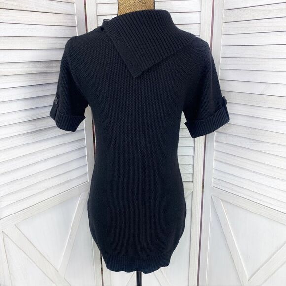 INC International Concepts Split Cowl Neck Tunic Sweater Black PL Short Sleeve - Picture 4 of 10